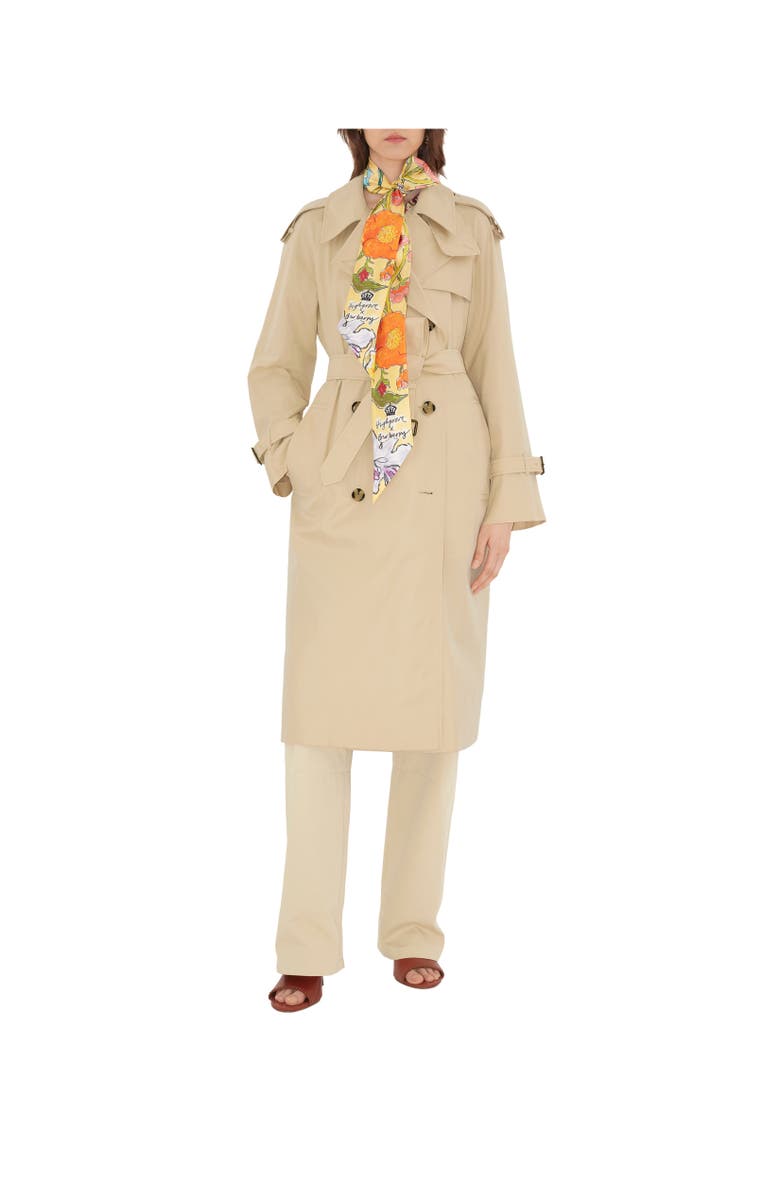 Burberry Skinny Highgrove Cascading Flowers Silk Scarf, Alternate, color, Buttermilk