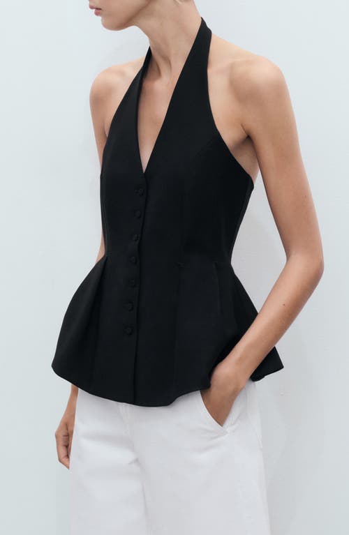 Mango Halter Peplum Vest In Multi