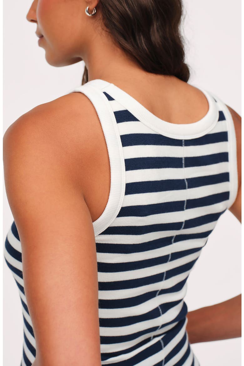 Slinky Rib Knit Stretch Modal Jersey Tank, Alternate, color, NAVY STRIPE