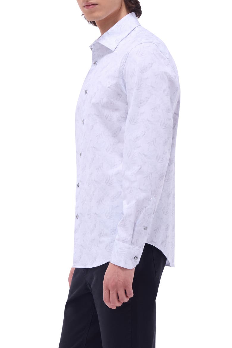 Jimmy OoohCotton® Leaf Print Button-Up Shirt, Alternate, color, PLATINUM