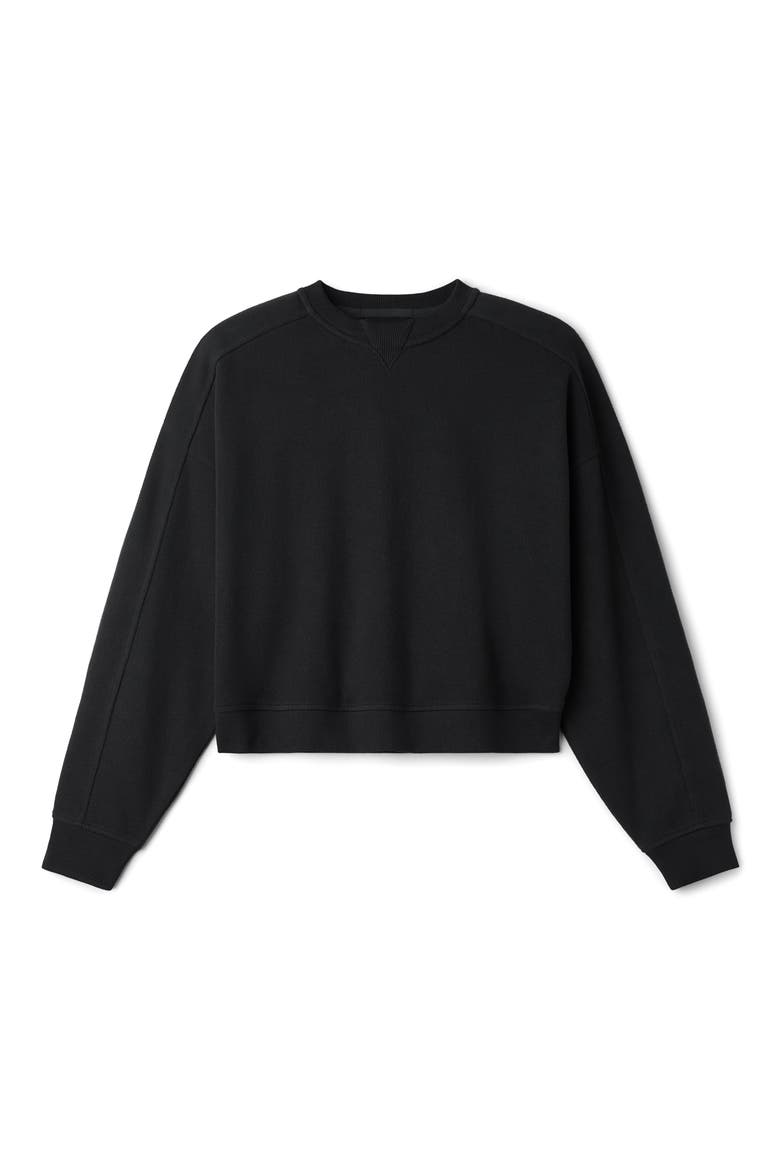 Signature Crewneck Cotton Blend Rib Sweatshirt, Alternate, color, PURE BLACK