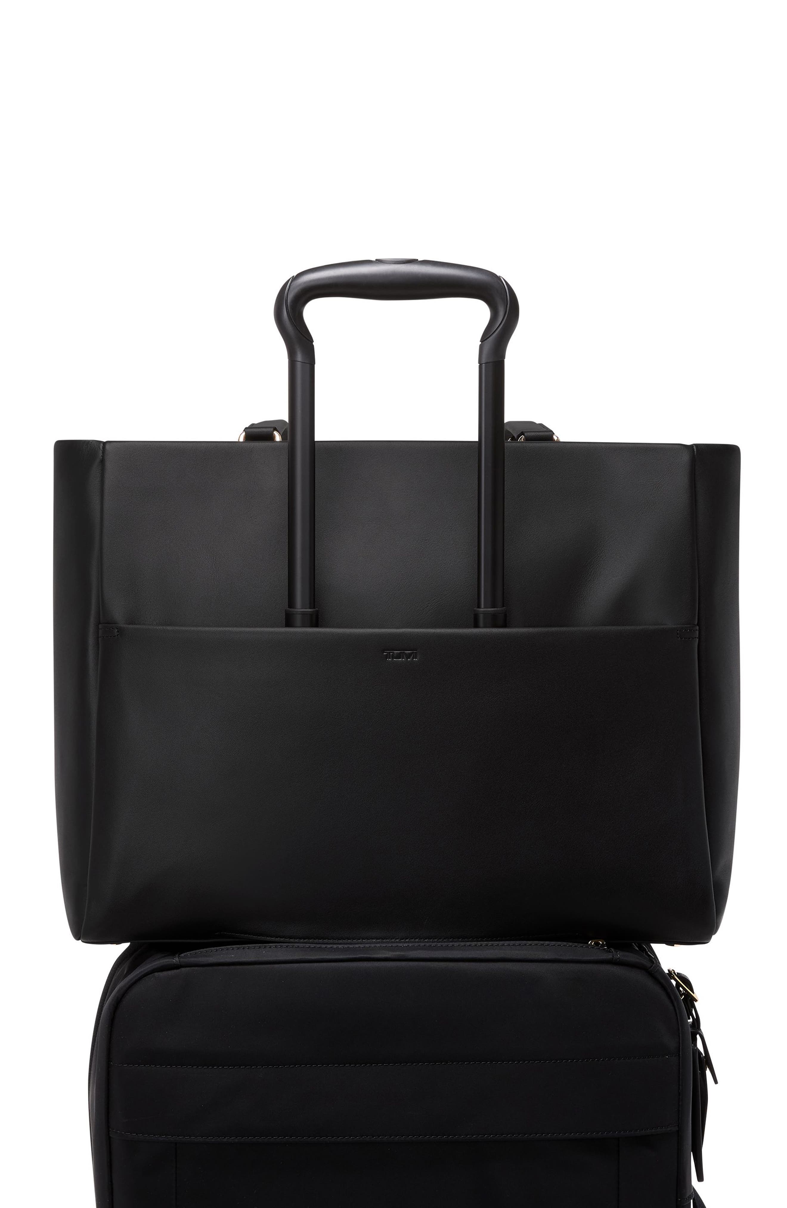 TUMI Large Vail Leather Tote, Alternate, color, Black/ Light Gold