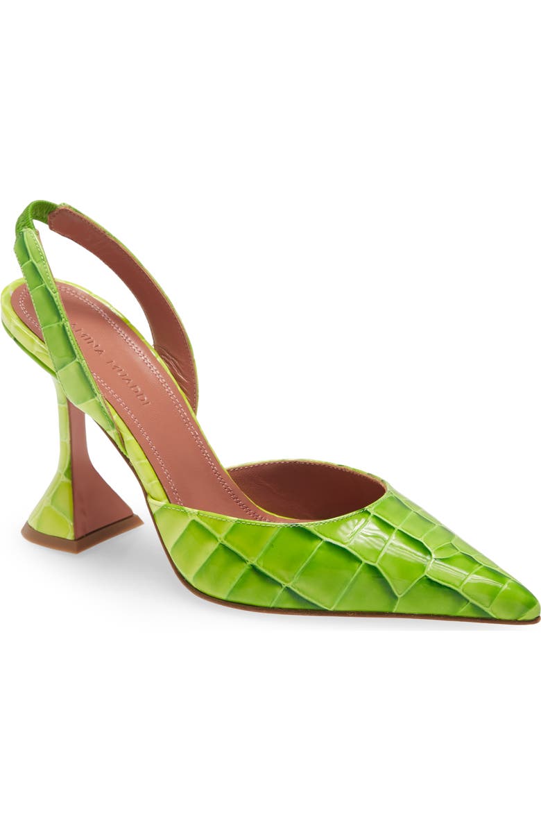Amina Muaddi Holli Croc Embossed Slingback Pump, Main, color,