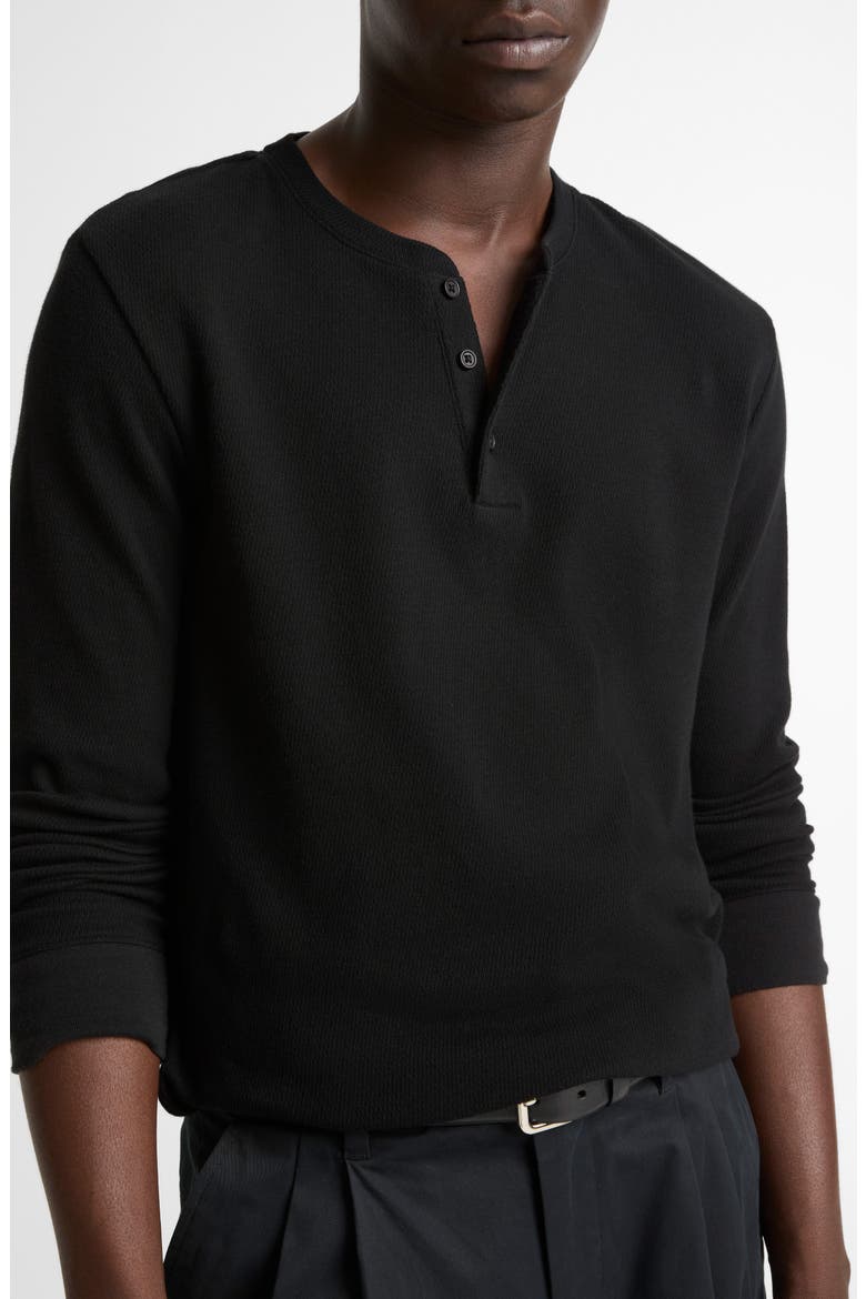 Jacquard Long Sleeve Henley, Alternate, color, BLACK