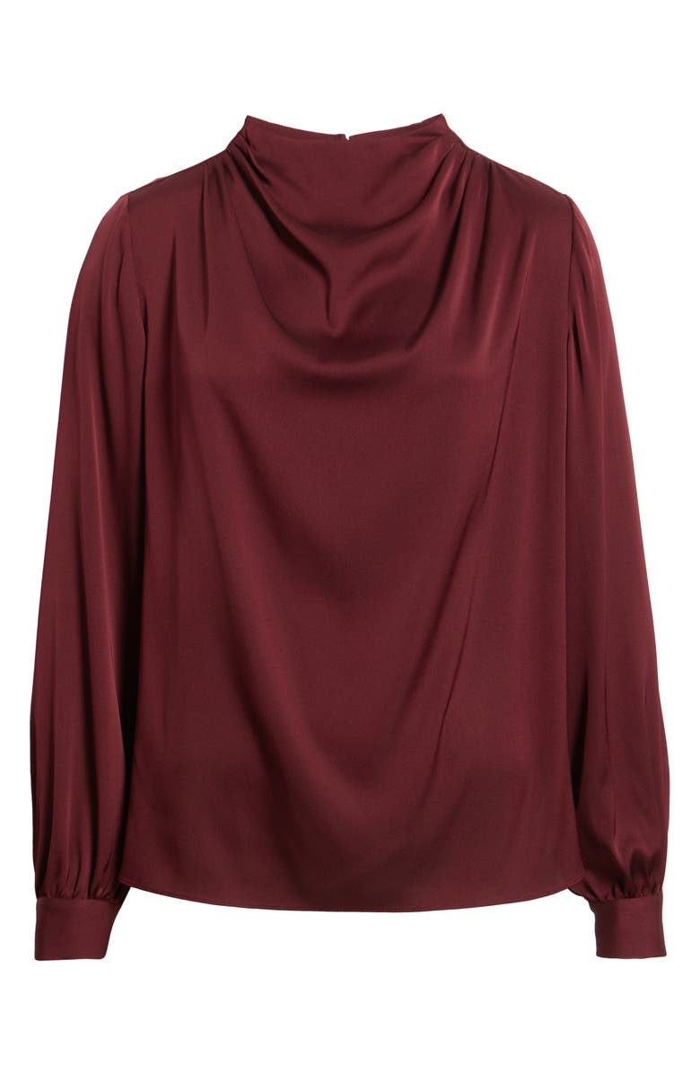 Elie Tahari The Ember Stretch Silk Top, Alternate, color, Noir Berry Red