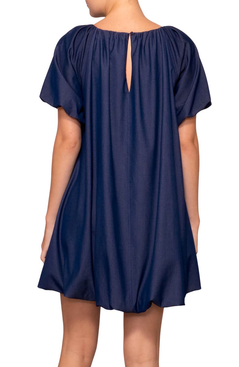MELLODAY Short Sleeve Bubble Hem Minidress, Alternate, color, Dark Denim