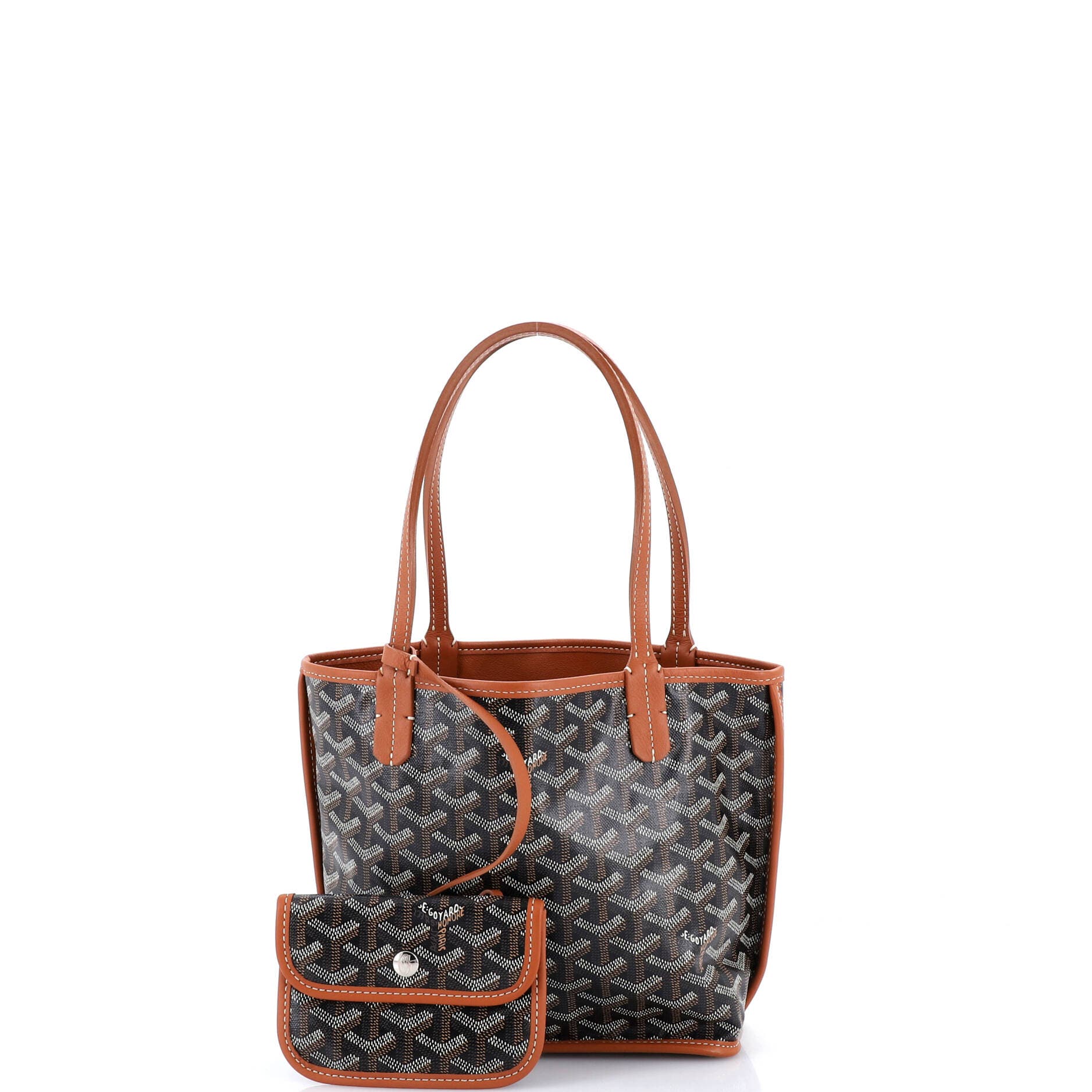Pre-Owned Goyard Anjou Reversible Tote Coated Canvas Mini, Alternate, color, Black