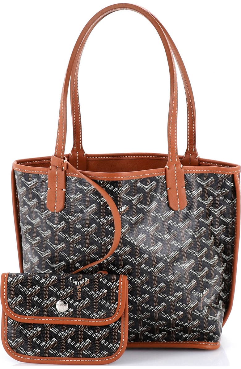 Pre-Owned Goyard Anjou Reversible Tote Coated Canvas Mini, Alternate, color, Black