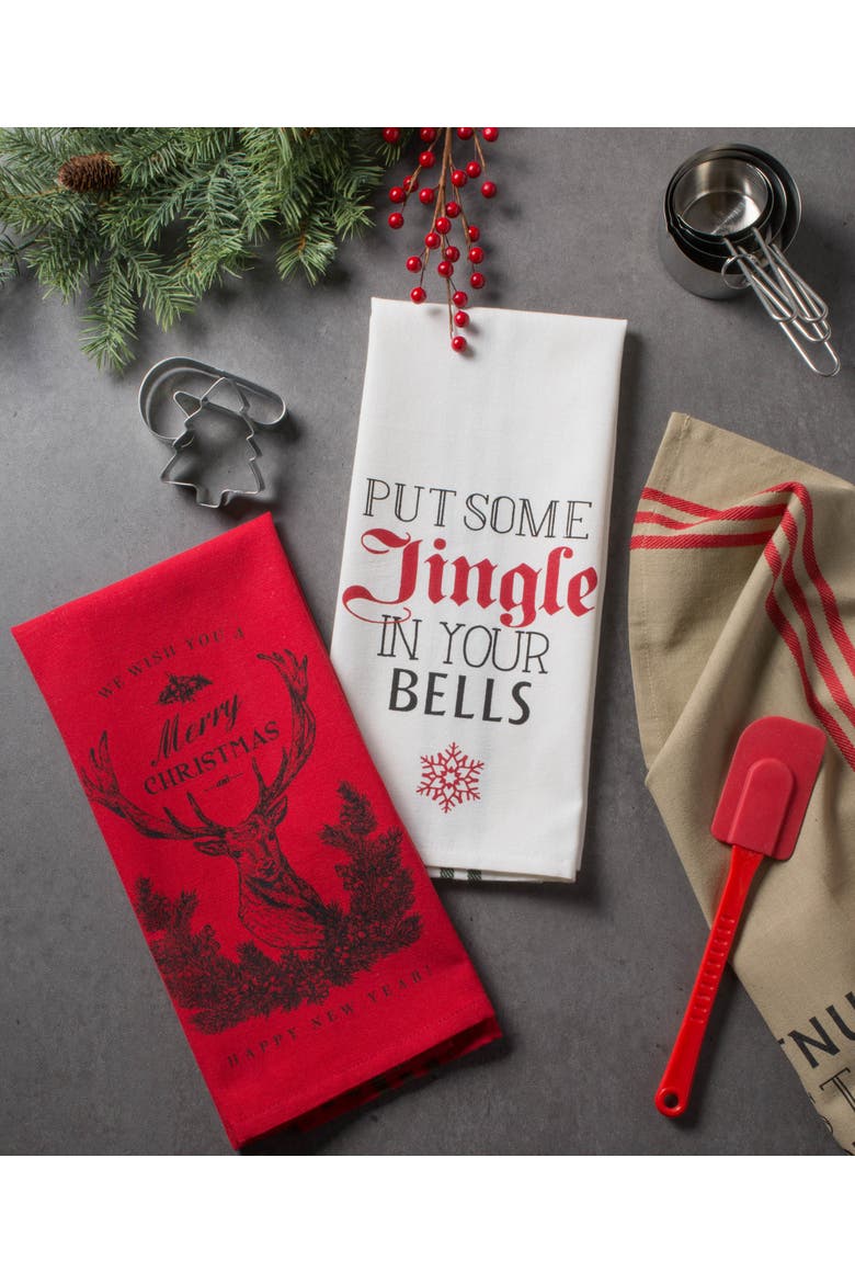 Asst Stag Christmas Print Dishtowel Set/3, Alternate, color, Christmas Stag