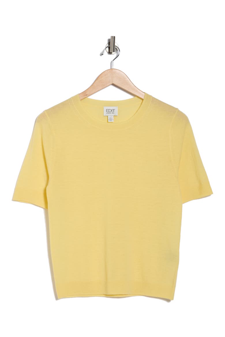 Short Sleeve Wool Blend Sweater, Alternate, color, PALE YELLOW