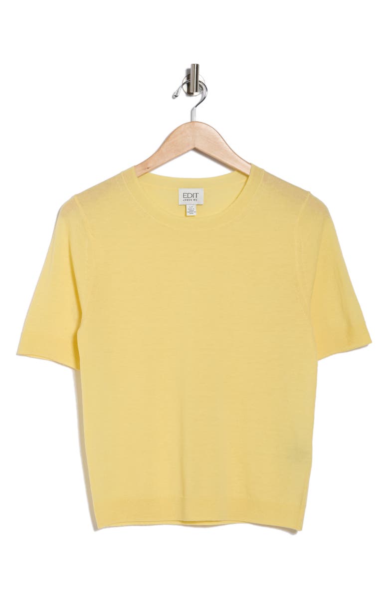 JASON WU Short Sleeve Wool Blend Sweater, Alternate, color, Pale Yellow