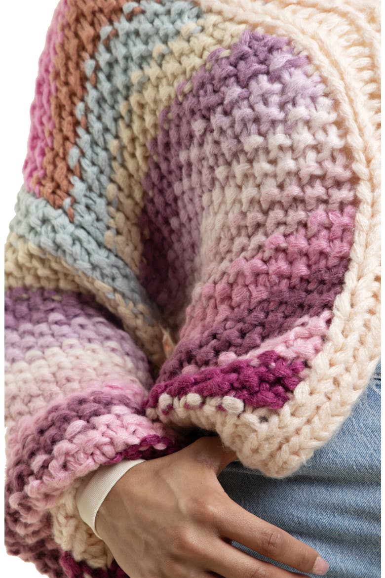 Rainbow Stripe Reversible Sweater, Alternate, color, MULTI PINK