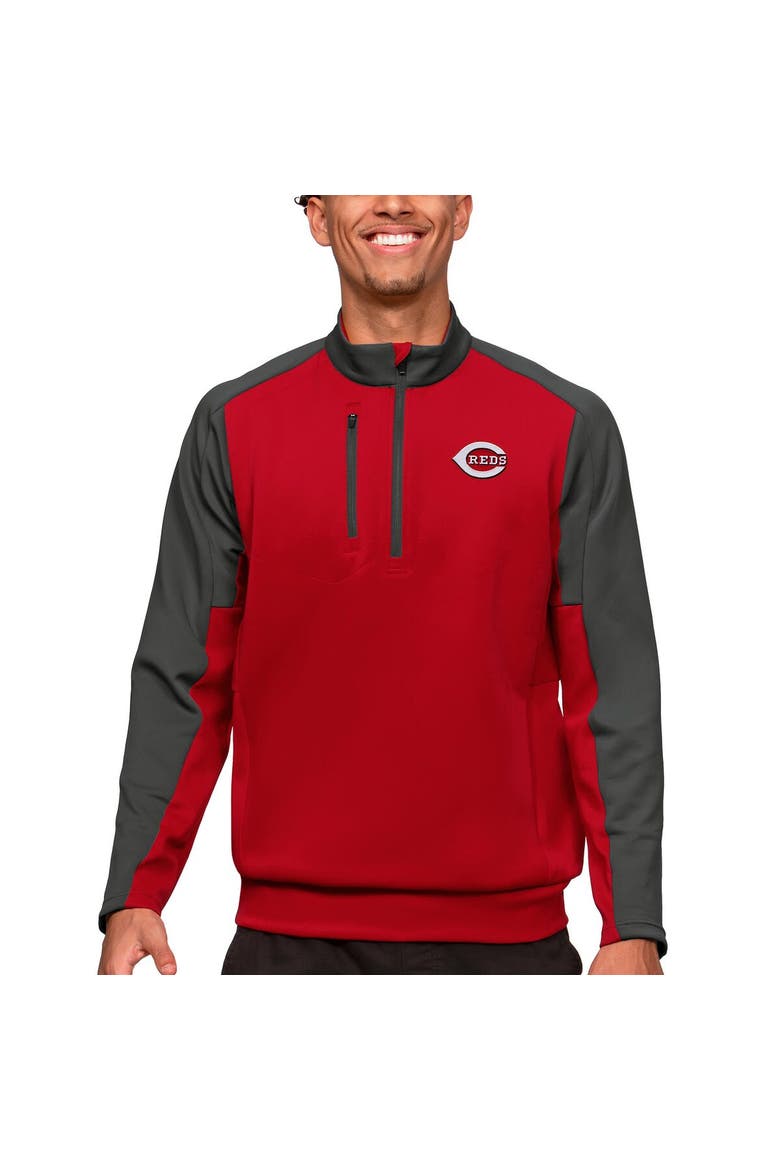 Men's Antigua Red Cincinnati Reds Team Quarter-Zip Pullover Top, Alternate, color, Red