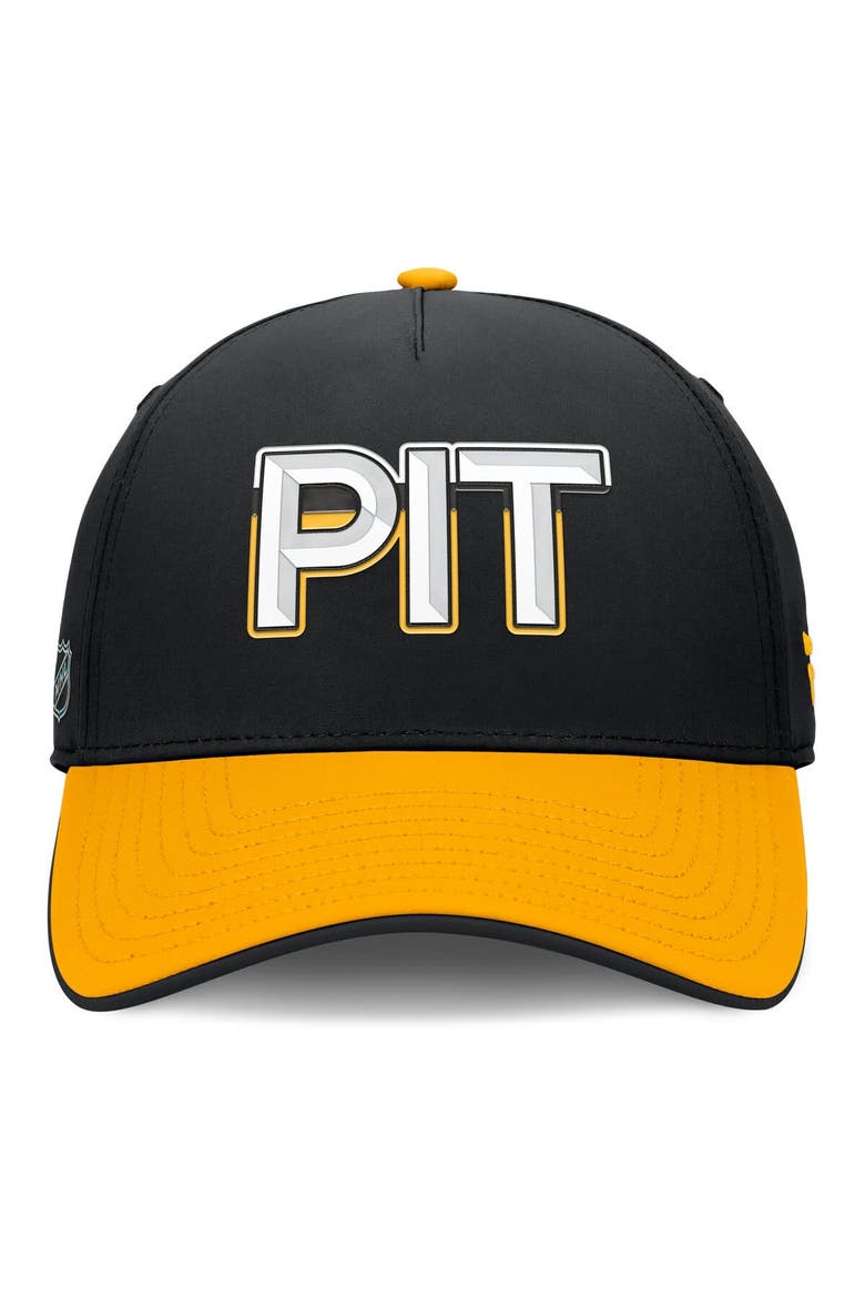 Men's Fanatics Black/Gold Pittsburgh Penguins Authentic Pro Rink Team Code Flex Hat, Alternate, color, Black