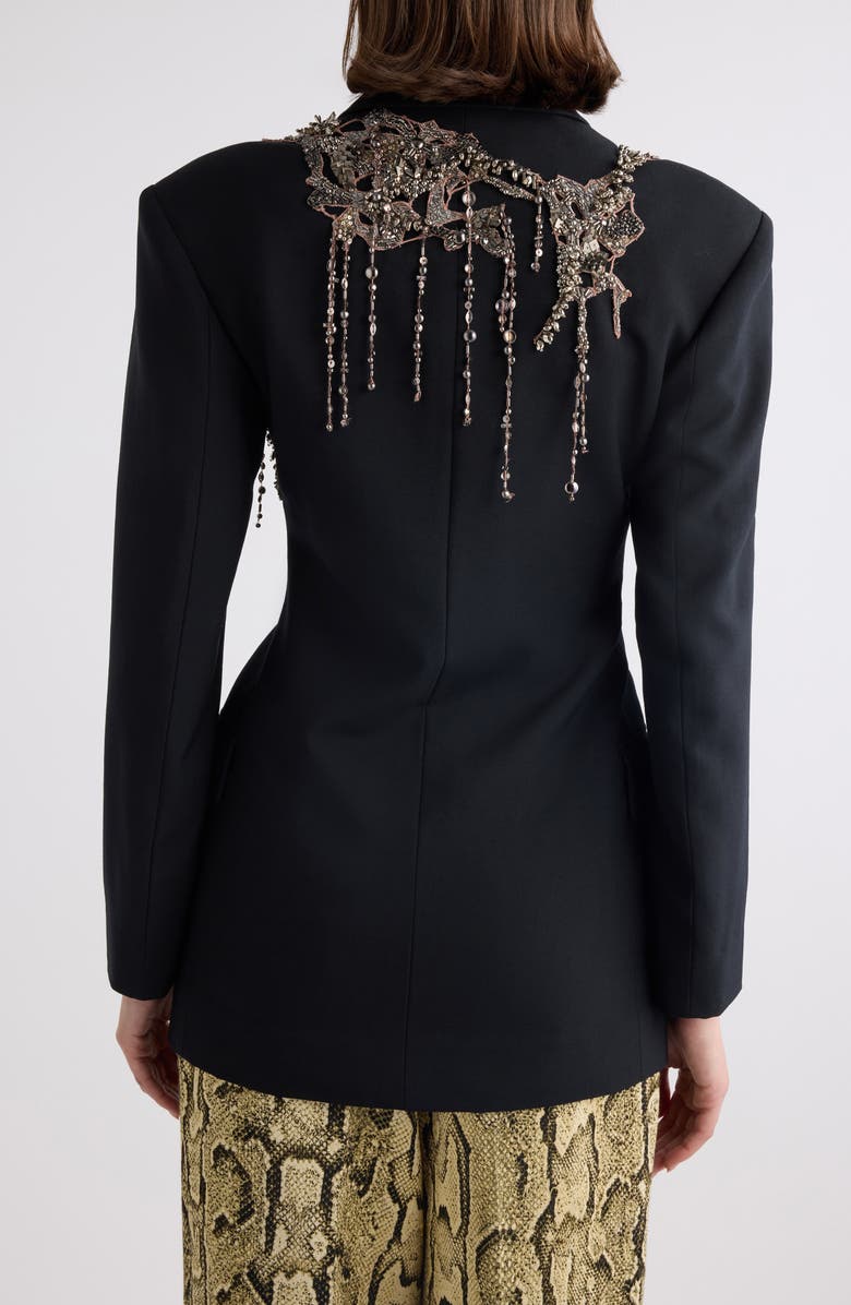 Dries Van Noten Embellished Wool & Mohair Cutaway Jacket, Alternate, color, Black