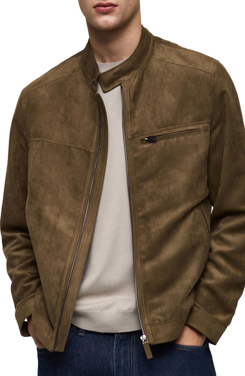 MANGO Faux Suede Biker Jacket, Main, color, 