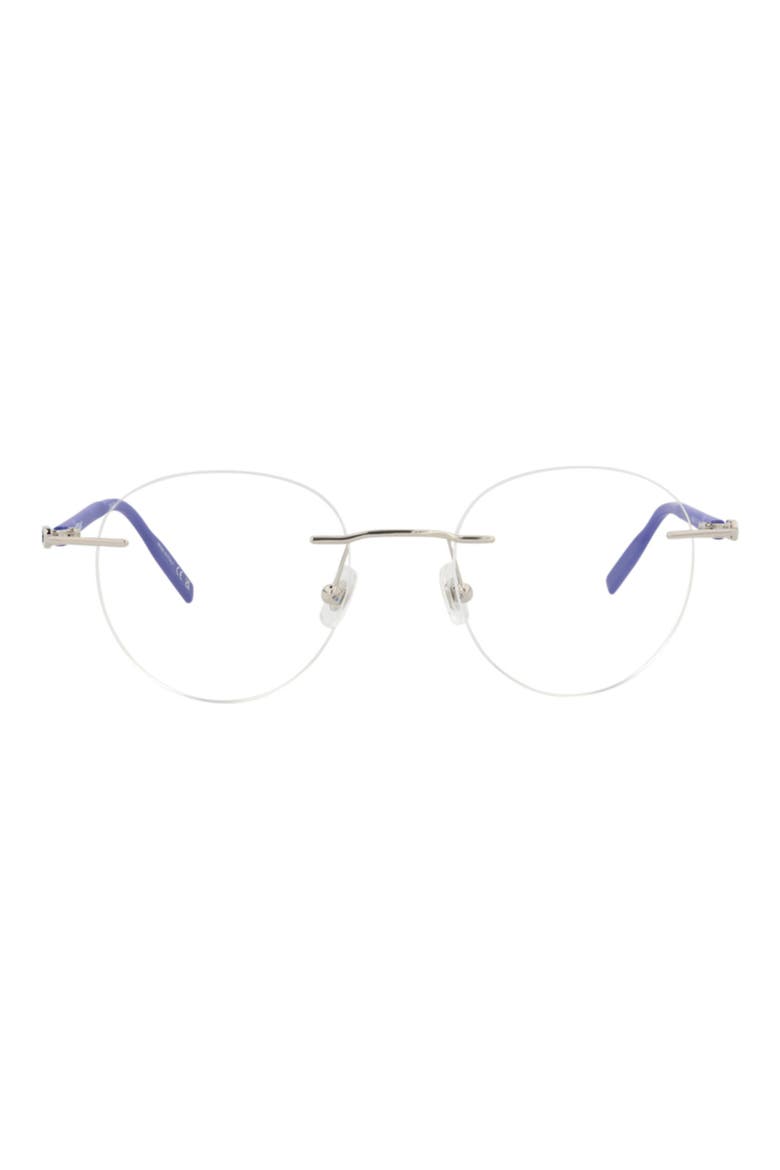 49mm Round Optical Glasses, Main, color, SILVER BLUE TRANSPARENT