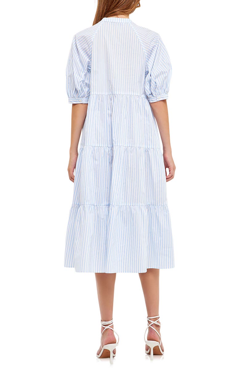 English Factory Stripe Tiered Midi Dress, Alternate, color,
