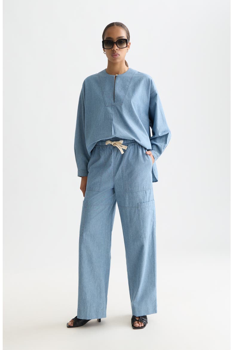 Noa Lightweight Chambray Straight Leg Pants, Alternate, color, BLUE MOON