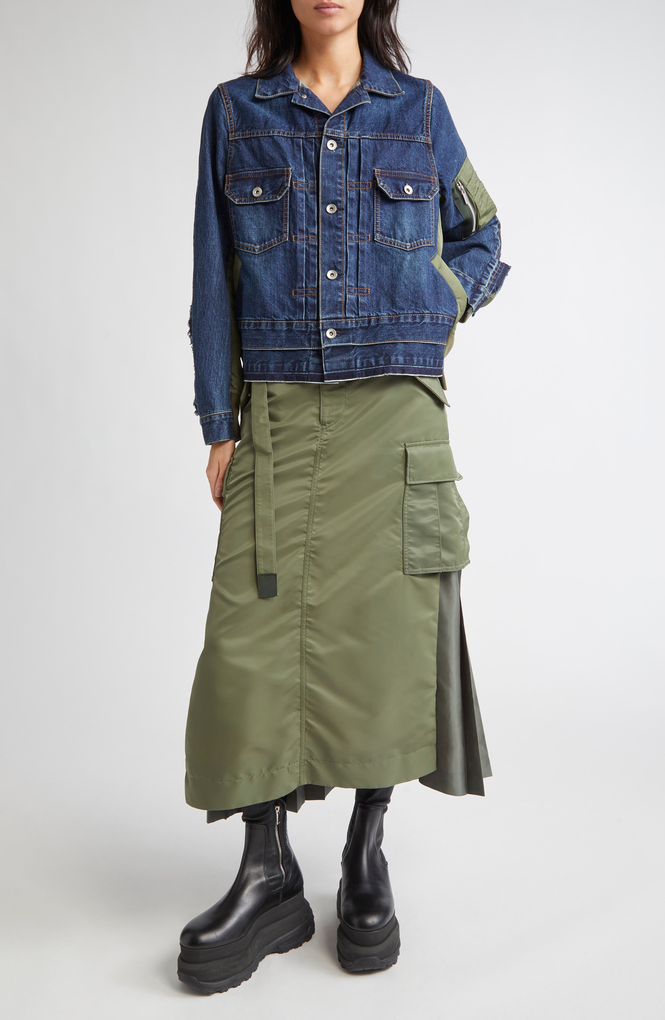 Denim & Nylon Twill Jacket - image 4