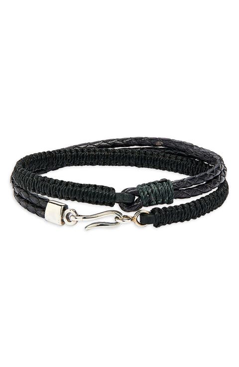 Men's Double Wrapped Braided Leather Bracelet