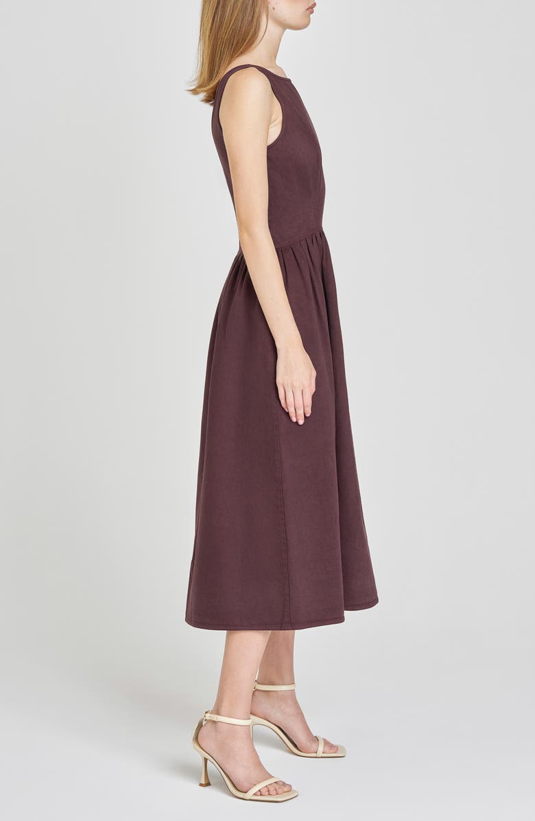 WAYF Amelia Denim Midi Dress, Alternate, color, Brown
