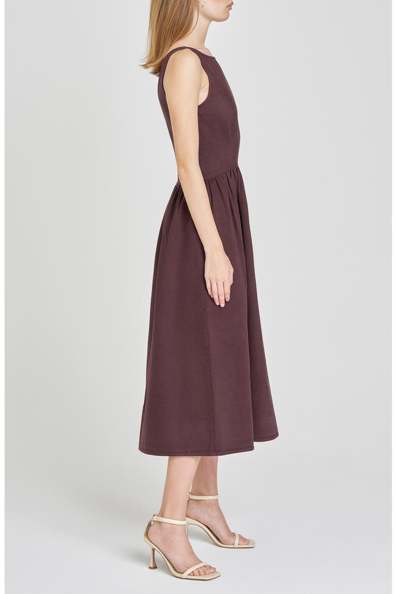 brown denim midi dress Reiss Denim Mini Dress in Vintage Brown