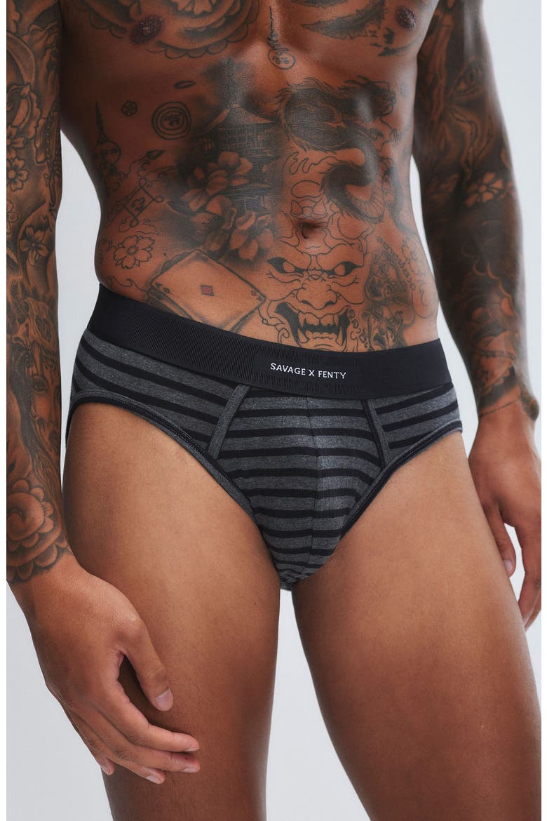 Savage X Cotton Blend Briefs, Alternate, color, NIGHT GRAM GREY/ BLACK PENCIL