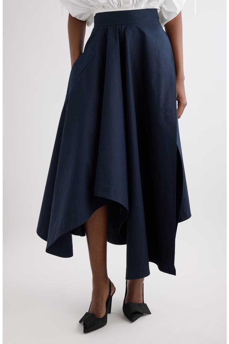 Asymmetric Cotton Skirt, Main, color, DARK BLUE