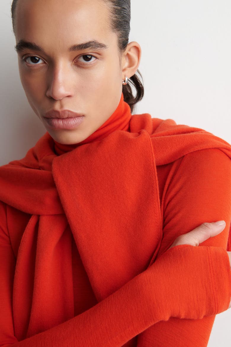 Merino Wool Turtleneck Top, Alternate, color, ORANGE