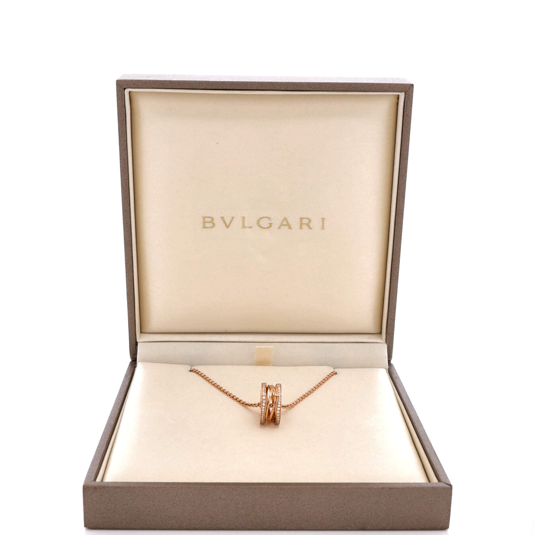 B.Zero1 Open Design Legend Zaha Hadid Pendant Necklace 18K Rose Gold with Diamonds, Alternate, color, Metallic Gold