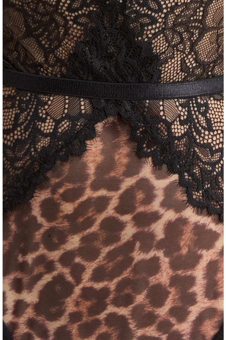 Alexandra Lace Halter Bodysuit, Alternate, color, LEOPARD