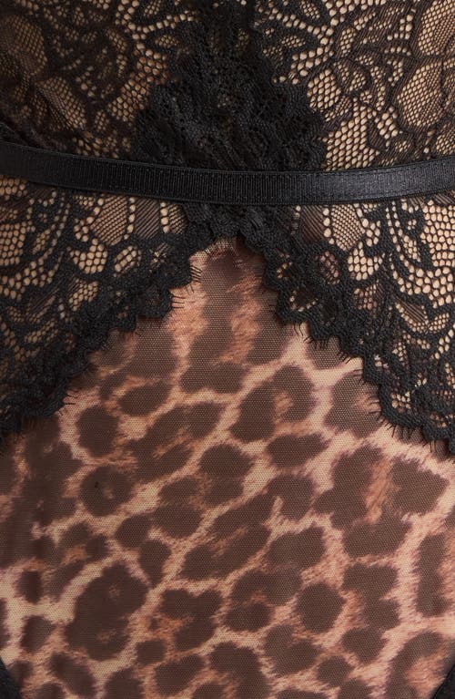 Memoi Alexandra Lace Halter Bodysuit In Brown