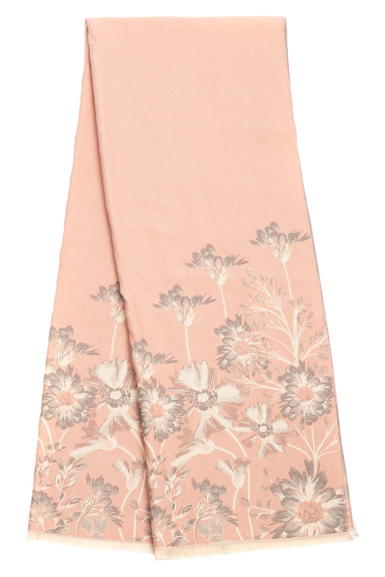 Floral Pattern Reversible Scarf, Main, color, PINK