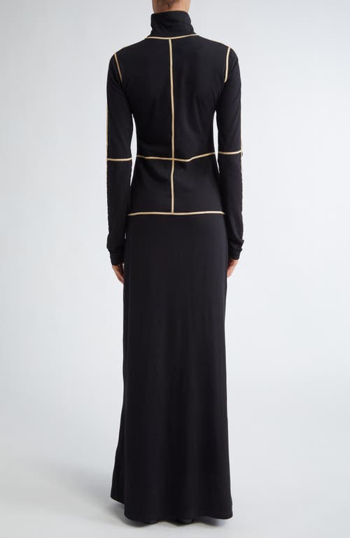 Mm6 Maison Margiela Contrast Seam Long Sleeve Turtleneck Dress In Black