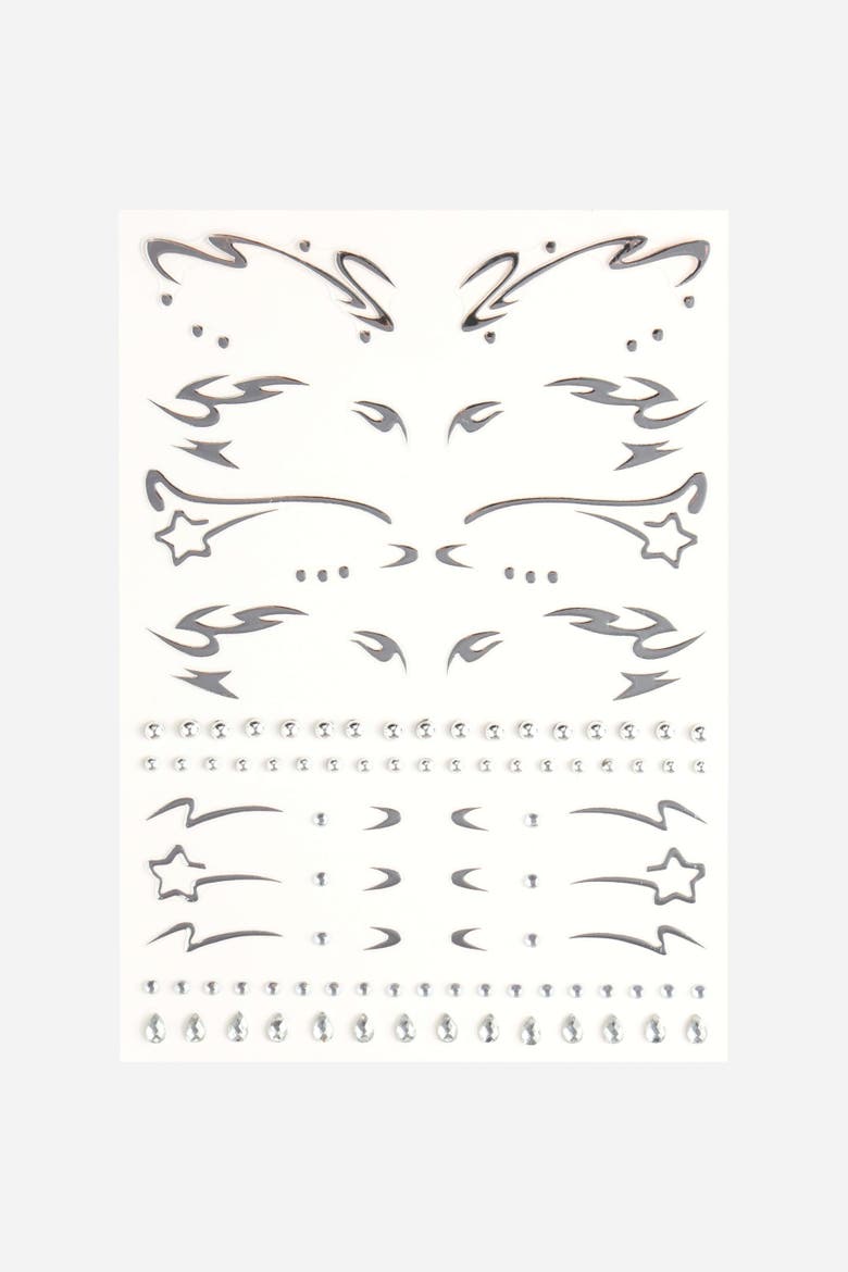 Chromed Out Face Adornments, Alternate, color, Metallic Silver