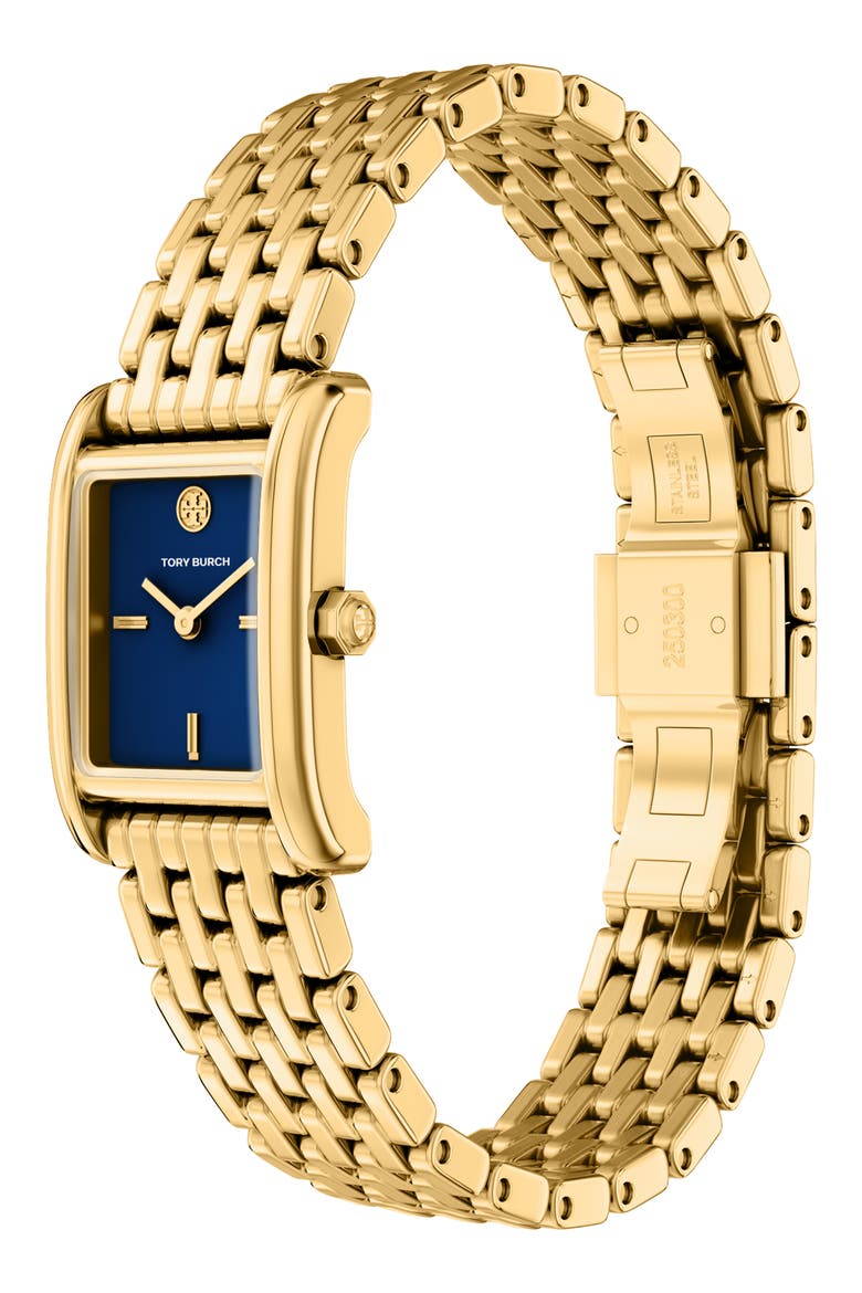 The Small Eleanor Tank Bracelet Watch, 19mm x 22mm, Alternate, color, GOLD/ NAVY