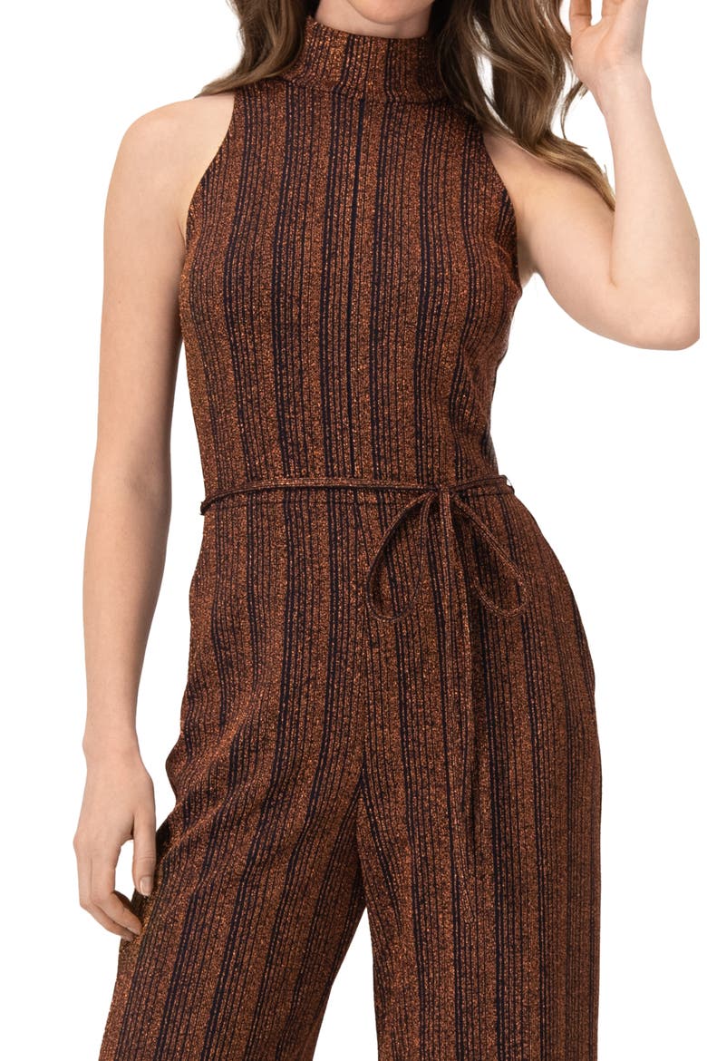 Wide-Leg Sleeveless Jumpsuit with Side Pockets, Alternate, color, Brown