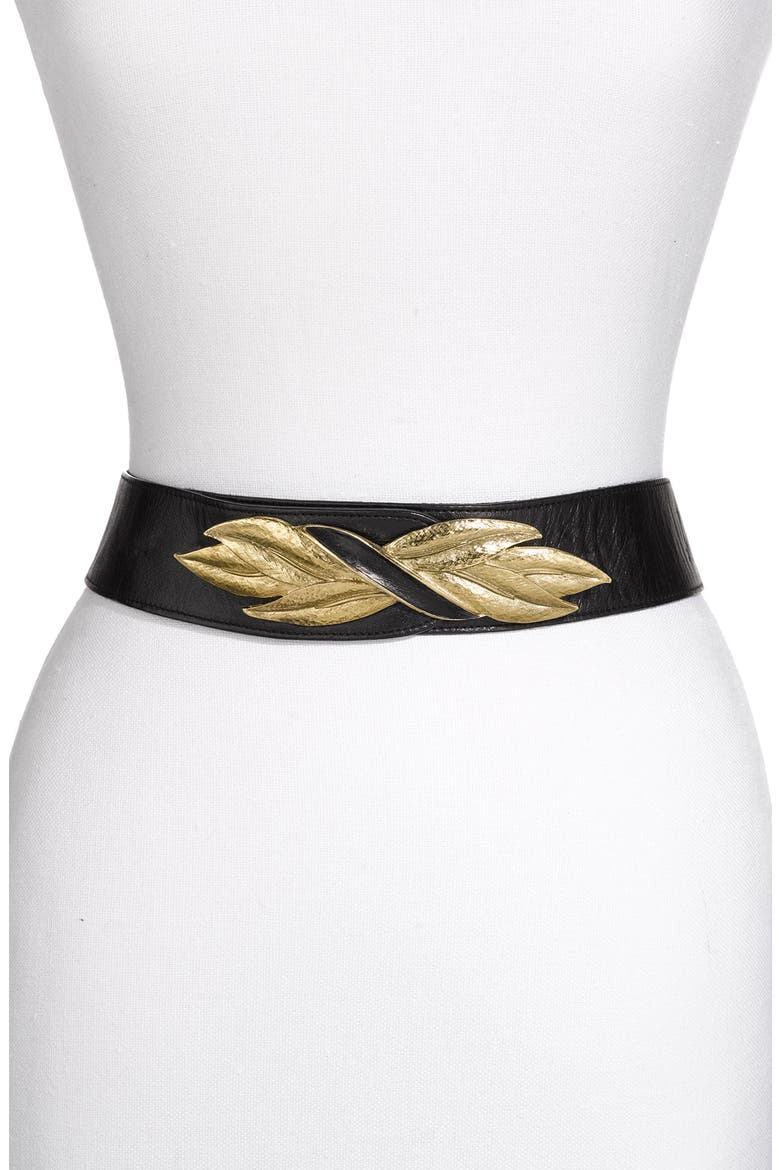 'Mirage' Leaf Belt, Main, color, BLACK