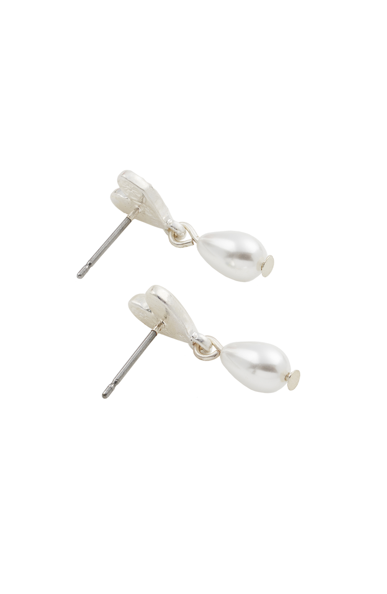 Fable England Forget-Me-Not Heart & Pearl Earrings Silver, Alternate, color, Blue & Silver