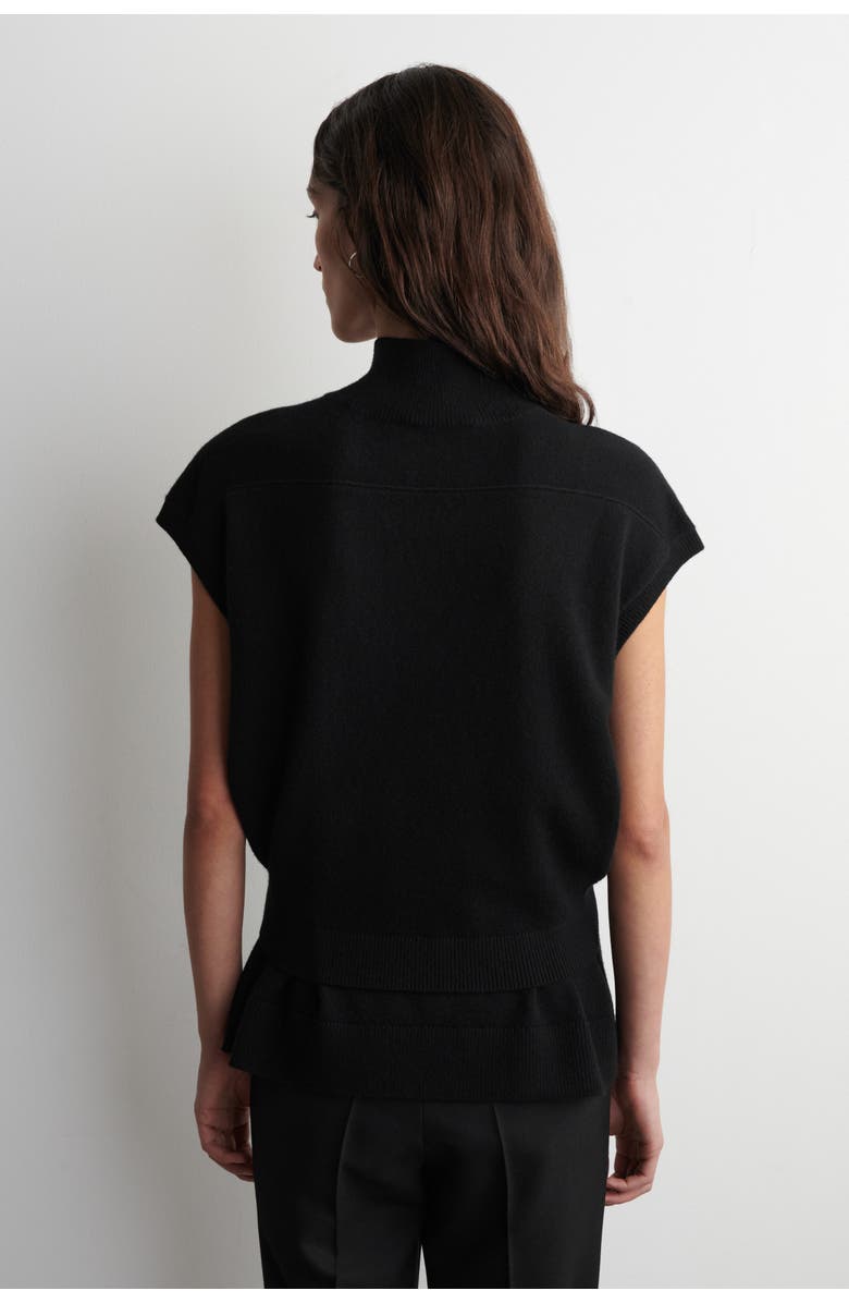 COS Belt-Detail Mock-Neck Wool Vest, Alternate, color, Black