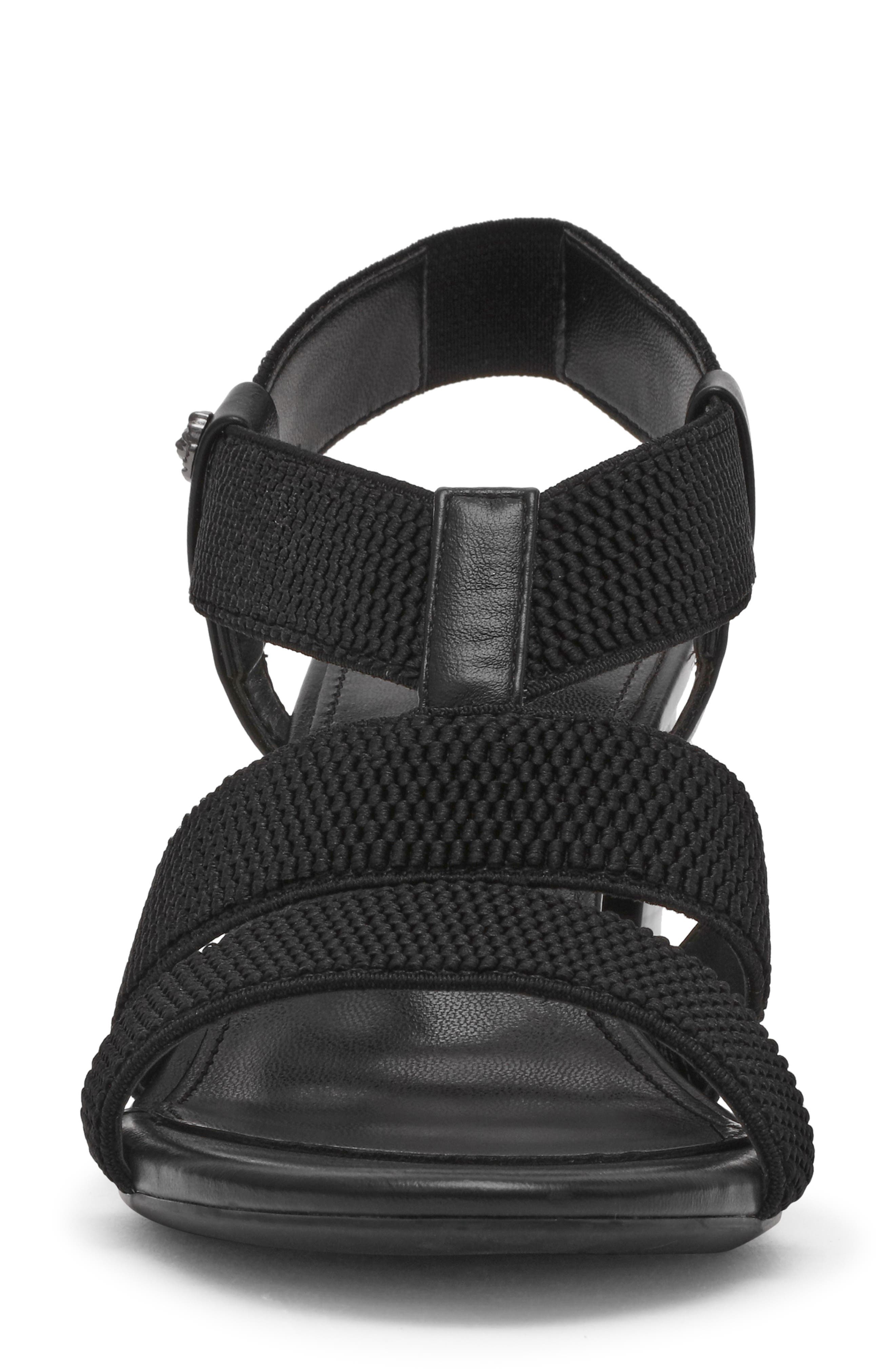 Anne Klein Robenia Woven Banded Block Heel Sandal, Alternate, color, Black