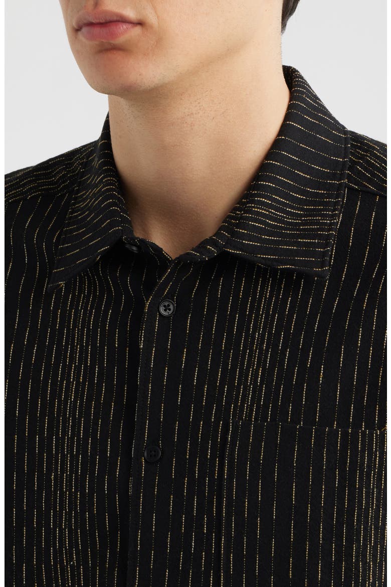Leland Stripe Boxy Button-Up Shirt, Alternate, color, BLACK