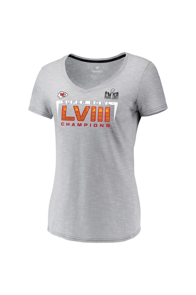 Women's Fanatics Branded  Gray Kansas City Chiefs Super Bowl LVIII Champions Counting Points V-Neck T-Shirt, Alternate, color, Gray
