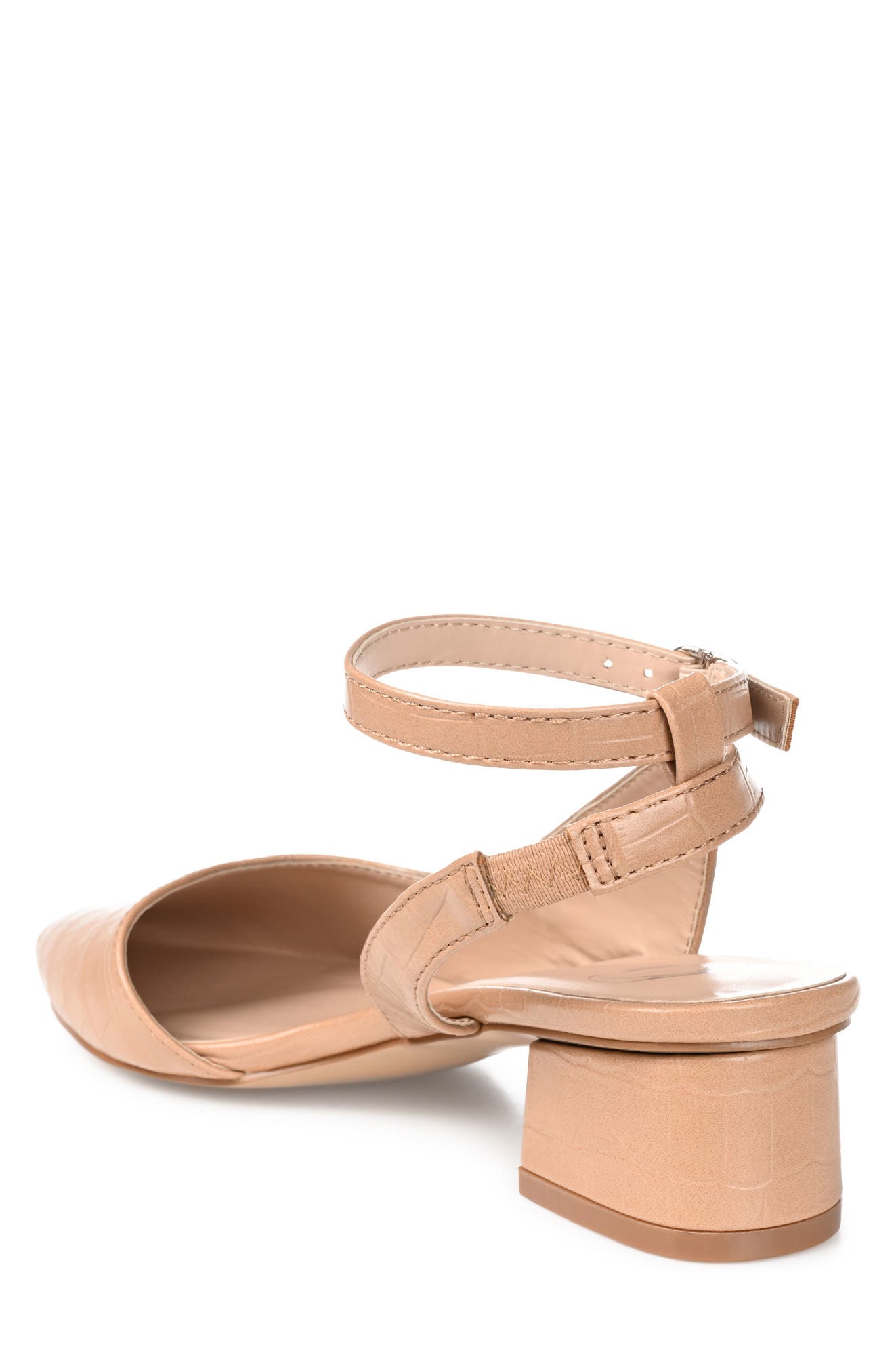 Journee Collection Keefa Croc Embossed Pointed Toe Pump, Alternate, color, Mocha