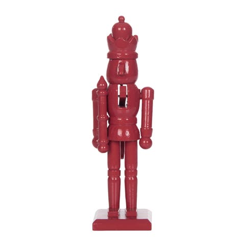 Wood Red Nutcracker Decorative Object for Christmas Decor