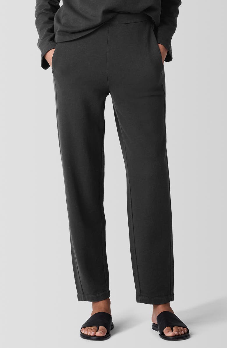 Eileen Fisher Slouch Organic Cotton Ankle Pants, Main, color, Washed Black