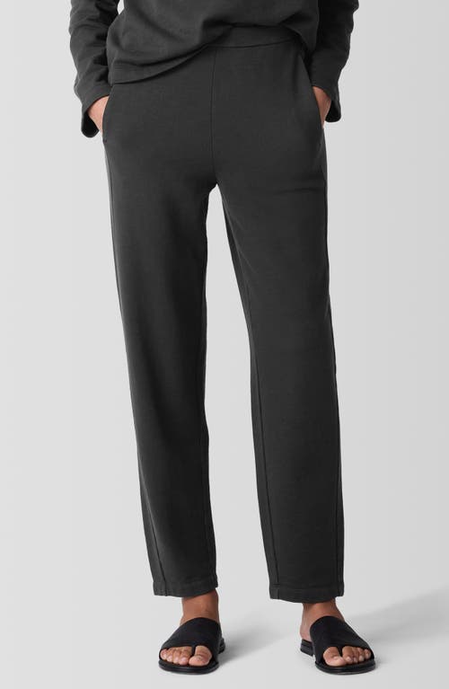 Eileen Fisher Slouch Organic Cotton Ankle Pants In Washed Black