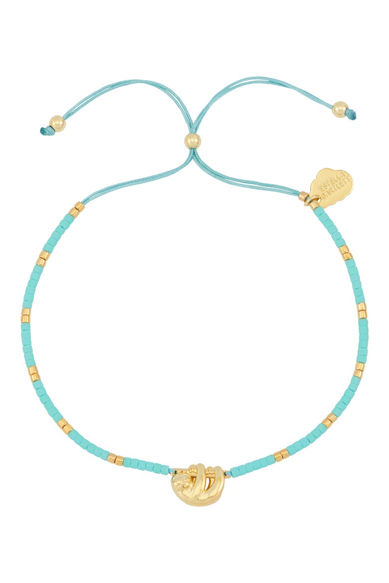 Hanging Sloth Pendant Bead Bracelet, Main, color, GOLD