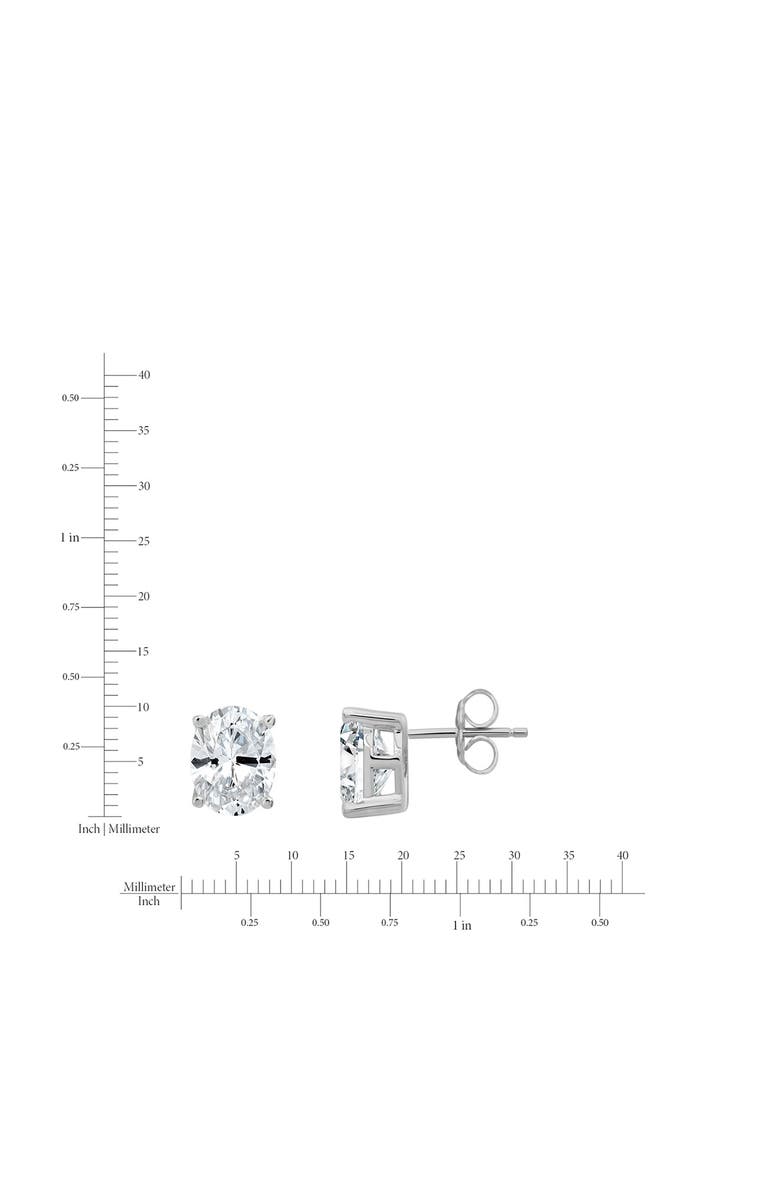 Crislu Oval Cut Cubic Zirconia Stud Earrings, Alternate, color, Pure Platinum/ Clear Stone